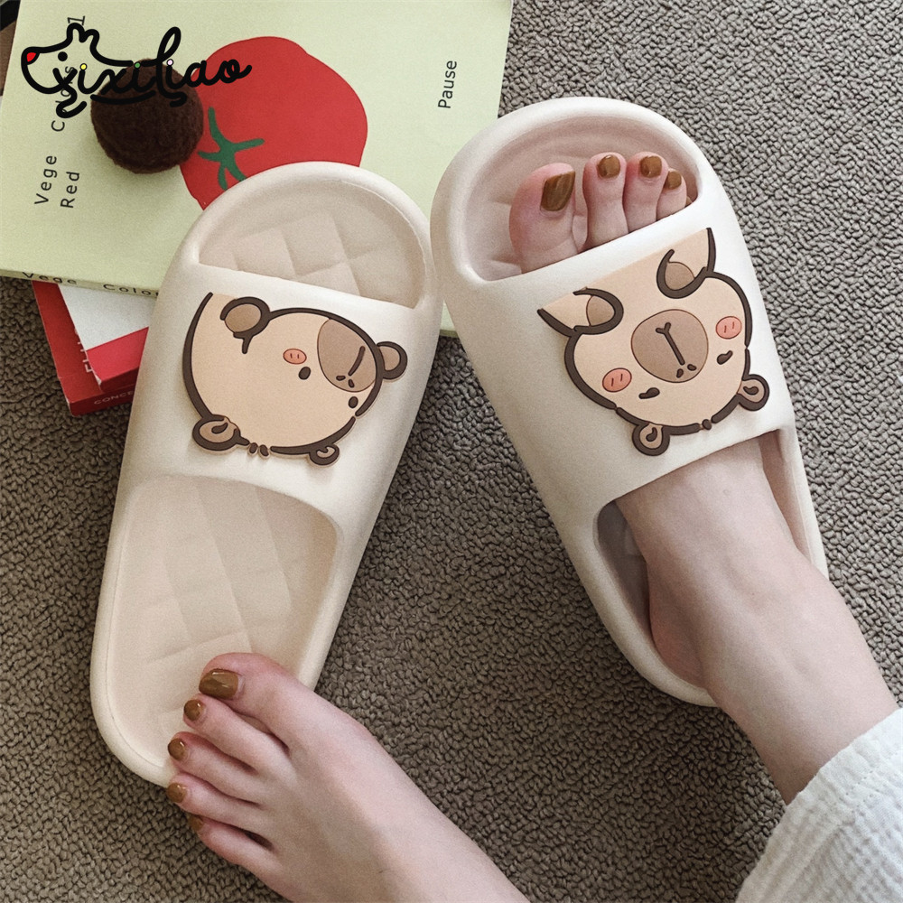 Internet celebrity cute creative fun khaki Barra dolphin eva one-word sandals summer casual home soft bottom slippers