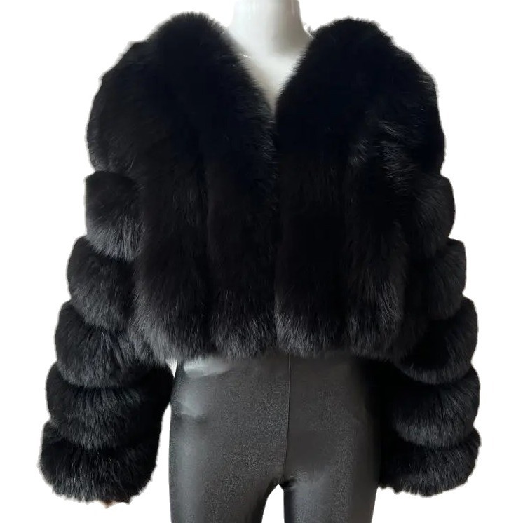 European and American new faux fox fur women's coat stitching short long sleeve fur faux fur coat women's clothing in stock