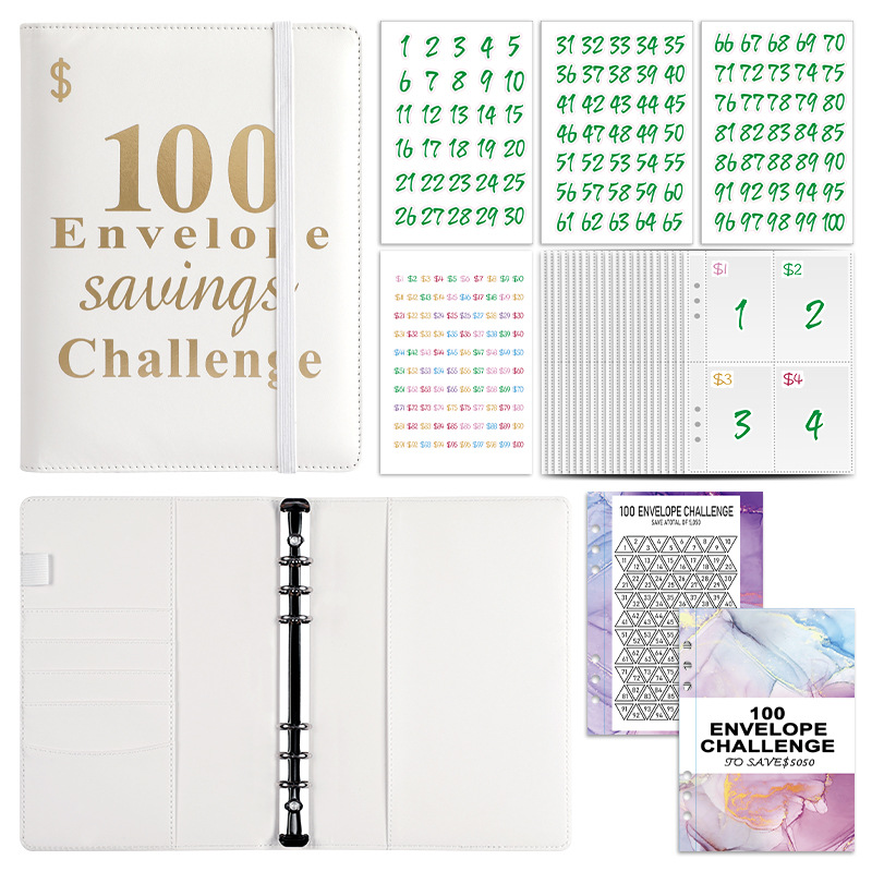 情侣100天省钱存钱挑战100 Envelope Challenge Binder 储蓄本子