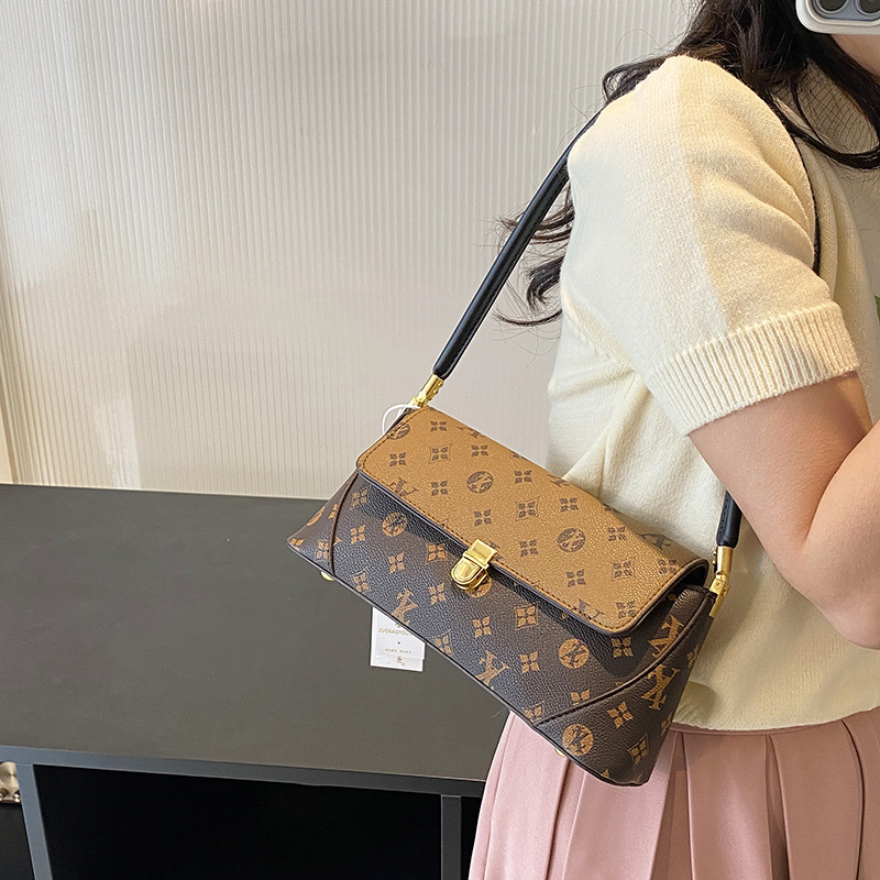 時尚老花包包女2023新款復古印花女包腋下包百搭休閒單肩女包跨境