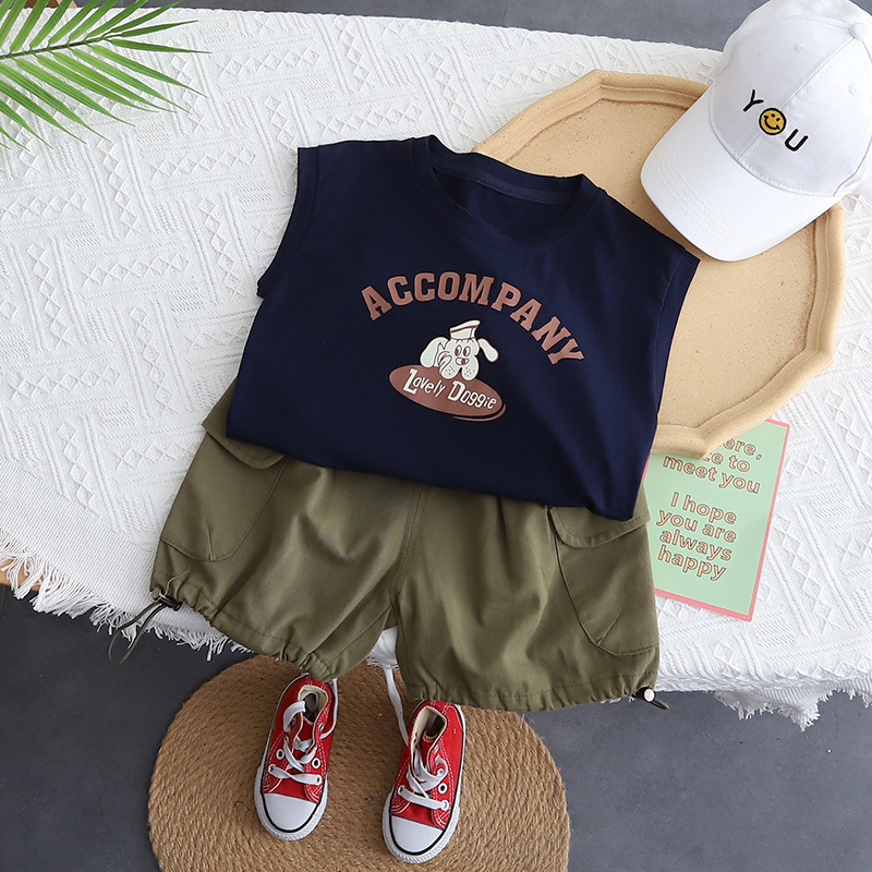 Boys' Summer Sleeveless Suit 2023 New Stylish Boys Internet Celebrity Fashionable Clothes Children's Handsome Vest Summer Clothes