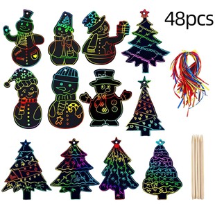 Factory Direct snowman Christmas tree scratch paper DIY bookmark creative decoration children Halloween scratch painting wholesale