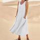 Amazon independent station wish2023 summer European and American foreign trade pocket sleeveless round neck Women's cotton and linen dress