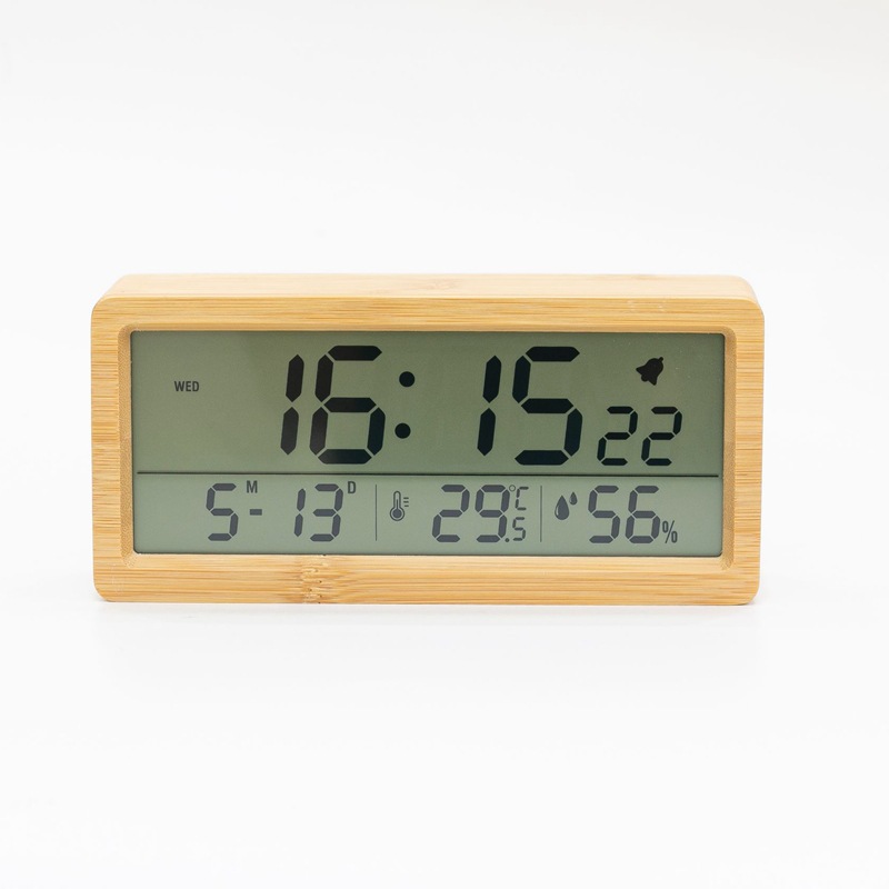 New solid wood clock simple temperature and humidity 1906 clock luminous bedside clock large screen LCD Wood alarm clock