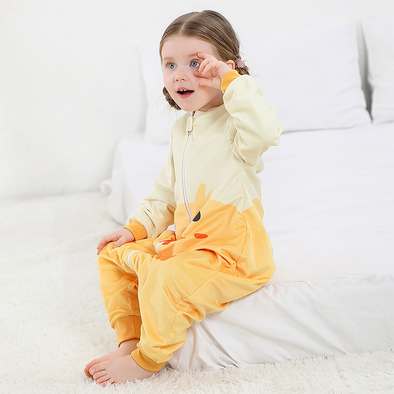 MICHLEY cross-border new sleeping bag spring and autumn children's leg sleeping bag baby jumpsuit children's pajamas