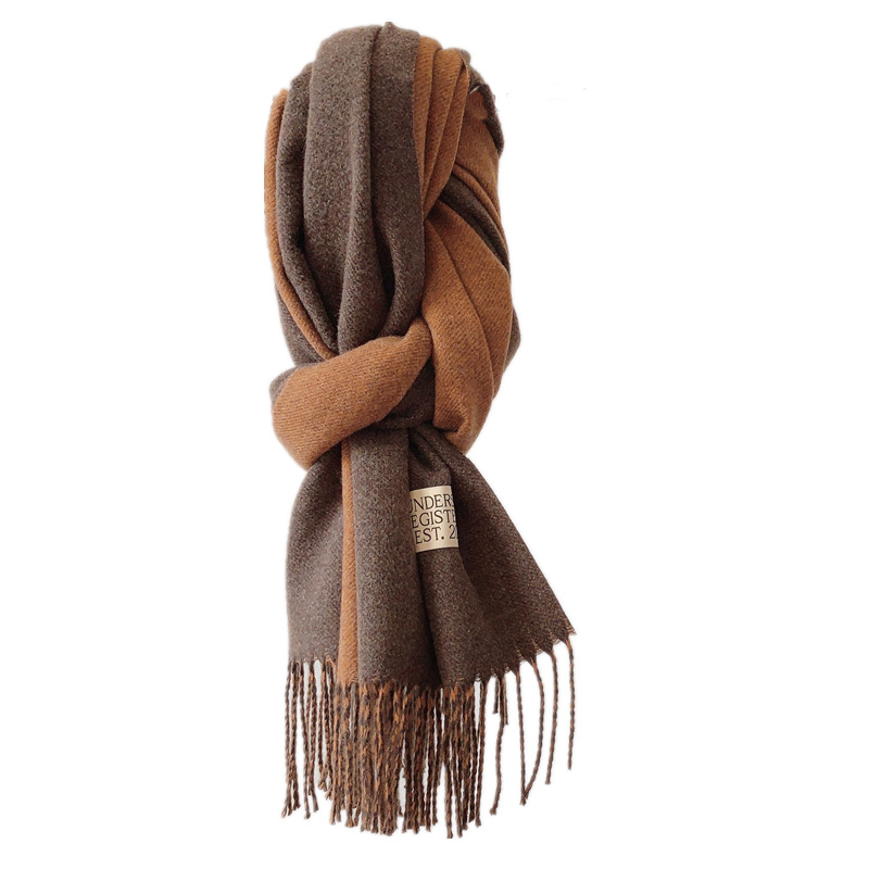 Double-sided Solid Color Scarf Women's Autumn and Winter Korean Style Simple Scarf High-grade Imitation Cashmere Thickened Long Warm Scarf Shawl