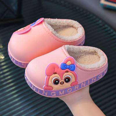 Children's cotton slippers boys' autumn and winter indoor warm home plush cotton shoes non-slip cartoon girls' baby cotton shoes