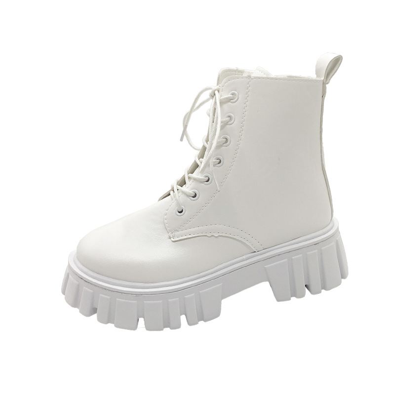 Foreign Trade Short Boots for Women 2023 Autumn and Winter New Korean Style Fashion Women's Shoes Thick Sole Lace-up Side Zipper Women's Boots