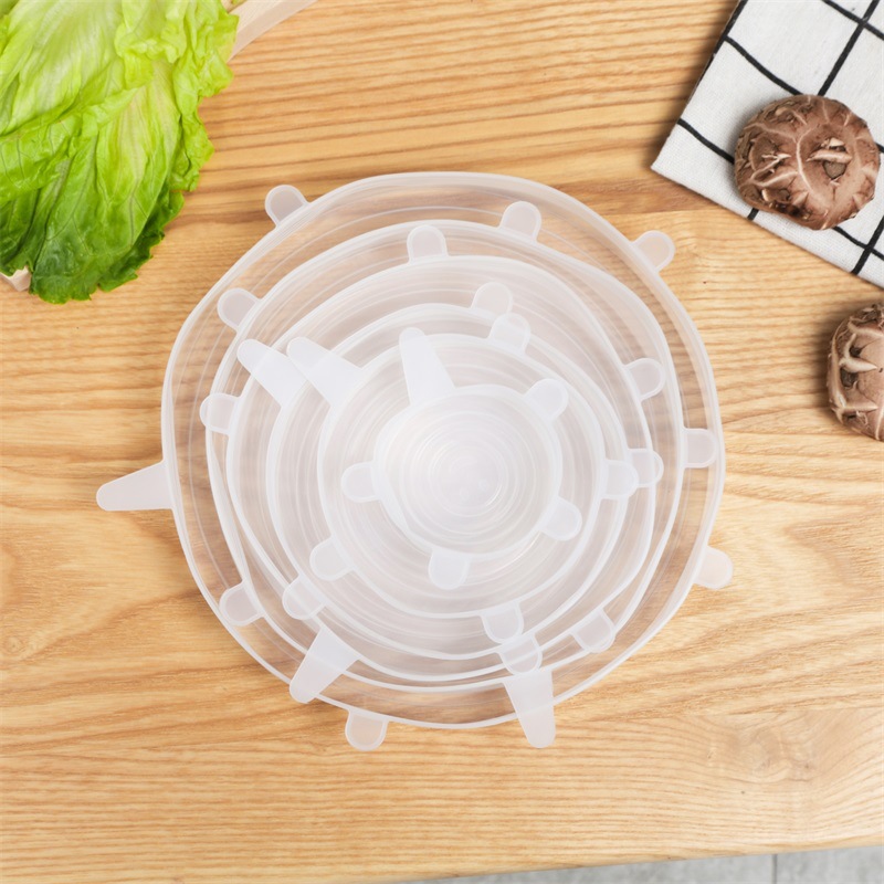 Food Grade Stretchable Preservation Lid Household Sealed Lid Kitchen Silicone Anti-overflow Round Six-piece Preservation Film Creative