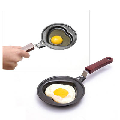 DIY Mini Love Frying Pan Creative Breakfast Egg Frying Pan 12cm 14cm Cartoon Long Handle Non-stick Pan