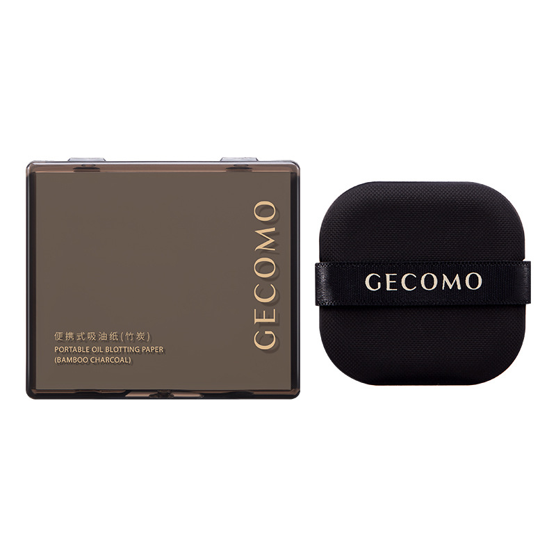 GECOMO portable oil-absorbing paper comes with powder puff mirror oil skin does not take off makeup makeup gentle makeup women's beauty makeup