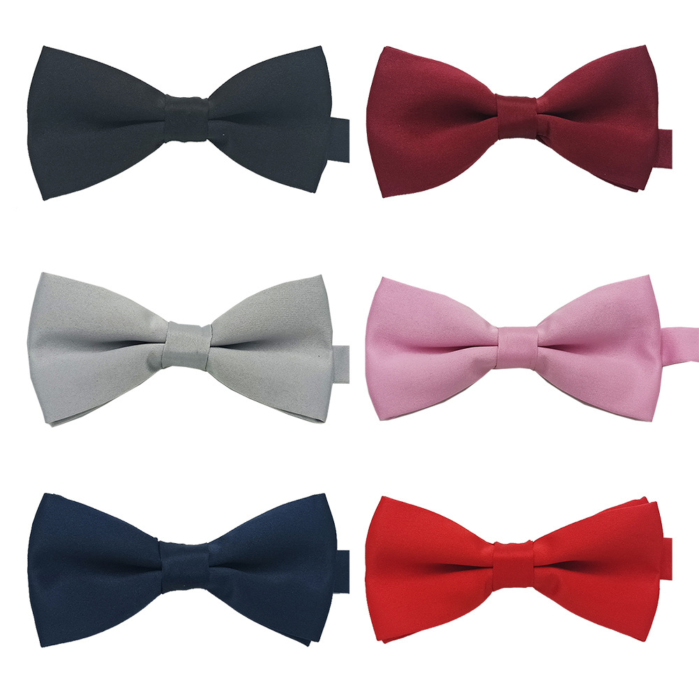 Factory direct men's bow tie solid color black double bow tie dress shirt wedding Korean bow