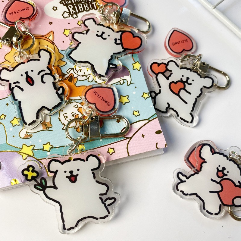 Marzisi dog puppy keychain pendant acrylic cartoon cute ins holiday schoolbag keychain ring