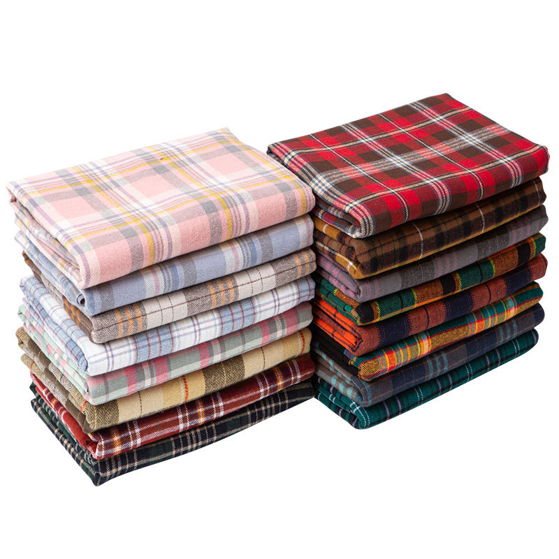 21s cotton single-sided sanding yarn-dyed plaid flannel fabric spring and autumn shirt casual pants children's clothing fabric