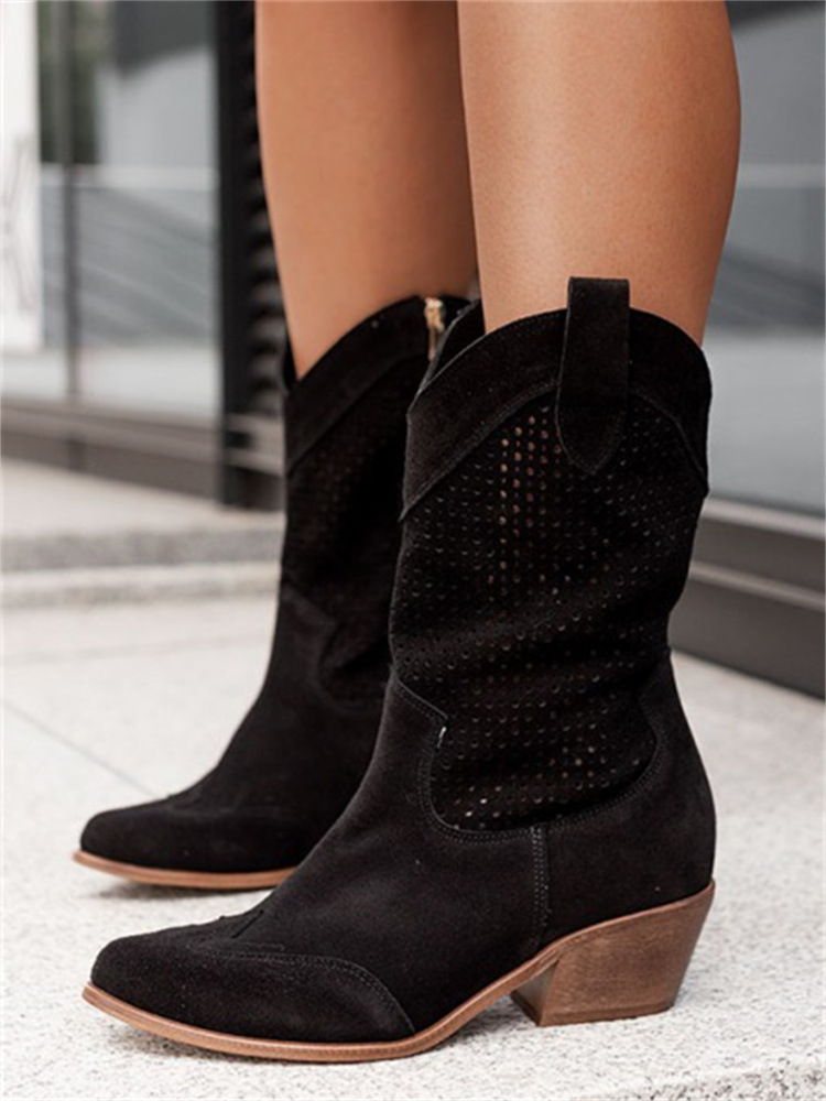 Dropshopping2022 Winter New Foreign Trade 40-43 Burned Suede Low Barrel Women's Boots Tide