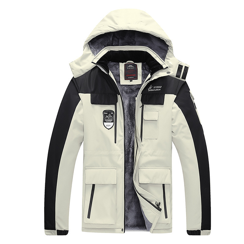 Winter New Fleece-lined Thickened Couples Cotton-padded Clothes Windproof Waterproof Plus Size Plus Size Warm Cold-proof Men's and Women's Rushing Clothes