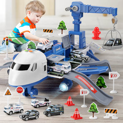 Cross-border explosions children's aircraft toy boy educational rail car large fire engineering alloy baby car