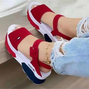 2021 European and American cross-border new platform sandals women's foreign trade plus size 43 women's sandals with fish mouth with buckle