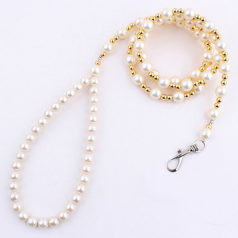 Dog Supplies Beaded Platinum Pearl Leash Pet Chest Strap Leash Teddy Small and Medium Dog Chain