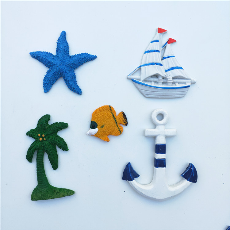 Mediterranean resin accessories starfish small fish sailing lighthouse helmsman swimming ring decorative wall stickers creative micro landscape decals