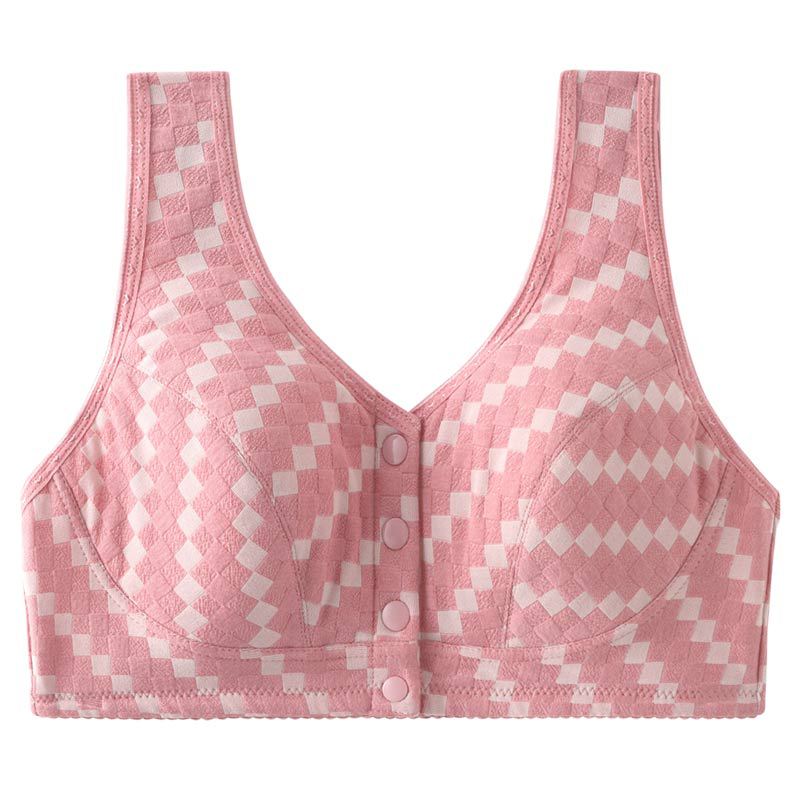 Mom's Underwear Women's Summer Thin Front Buckle Bra No Steel Ring Middle-aged Women's Large Size Vest-type Elderly Bra Cotton