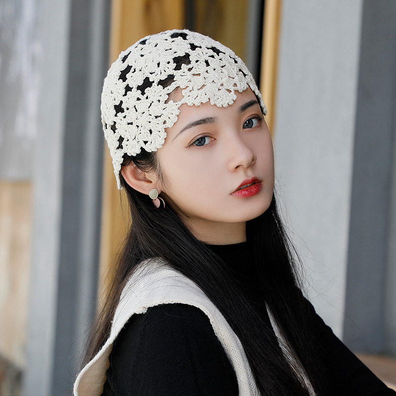 Summer thin princess hat hollow handmade cotton knitted hat women's lace retro beautiful toe cap four seasons