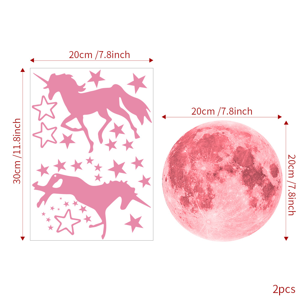 Cross-border explosions luminous unicorn wall stickers AFG3333 PE material unicorn carving luminous stickers wholesale