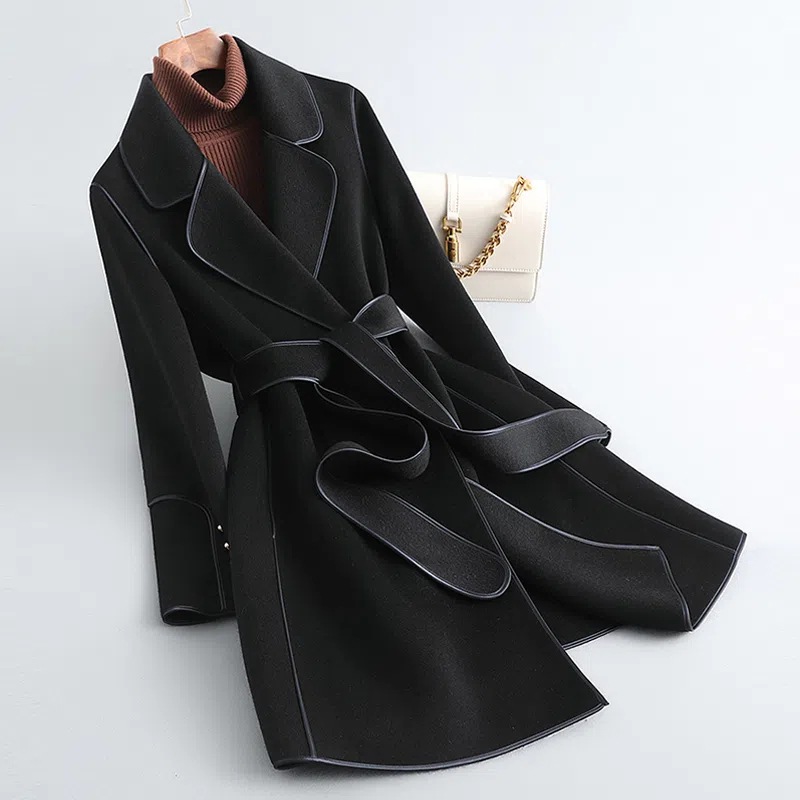 Korean style woolen coat for women 2023 autumn and winter New Western style age-reducing mid-length double-sided wool coat for women fashion_voghion.com