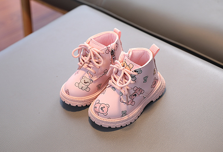 Winter Neue Mädchen Martin stiefel plus samt kurze stiefel baby schuhe cartoon bär zwei baumwolle leder stiefel großhandel generation_voghion.com
