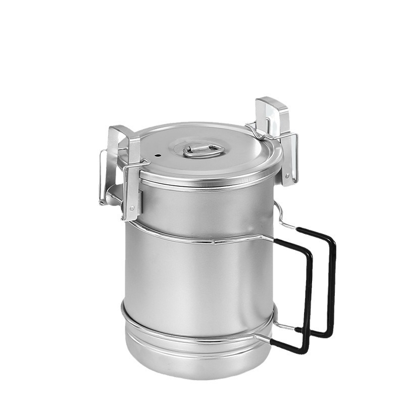 Upgraded camping cooking pot large capacity outdoor cooking artifact multi-function cooking portable camping hanging pot 304