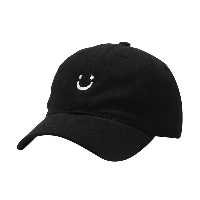 Amazon Hot Smiley Baseball Caps European and American Men's and Women's Soft Top Embroidered Curved Corner Cap Showing Face Small Sun Hat Tide