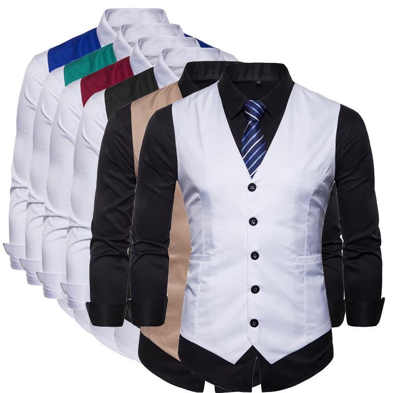 Foreign Trade 2023 New Men's Fashion Business Suit Vest European Size Trend Solid Color Casual Single-breasted Vest for Men