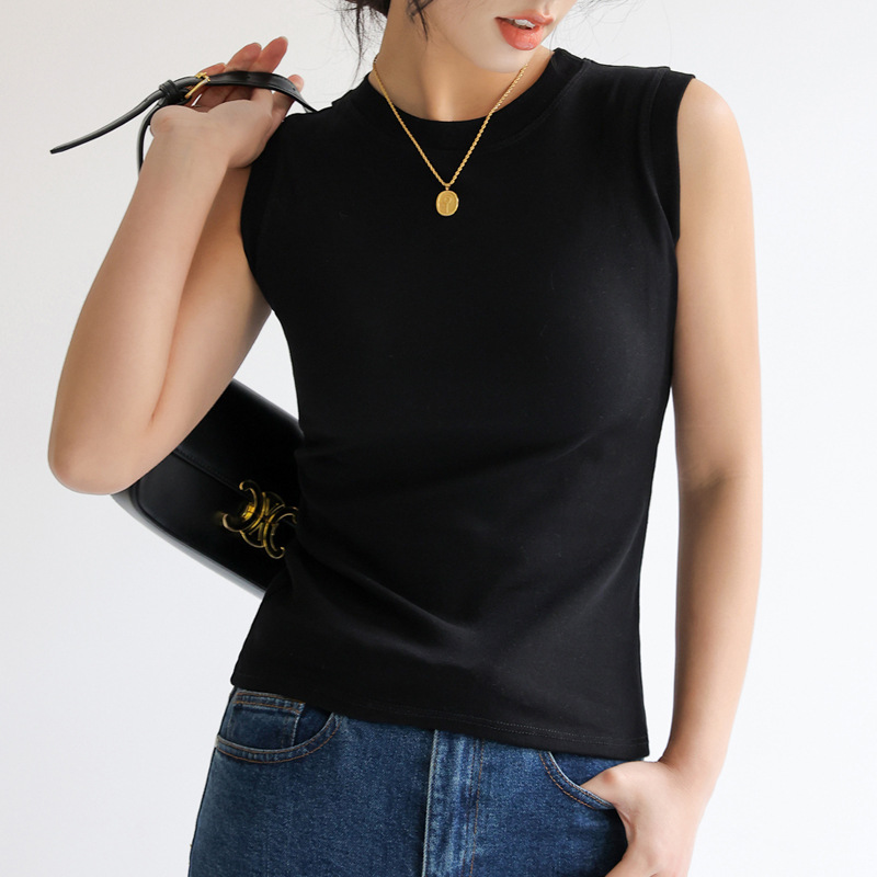 Cotton Small Crewneck Basic Base All-match Camisole Women's Summer Sleeveless Outer Wearing Jacket