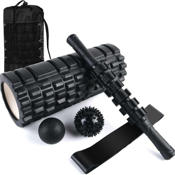 Foam shaft muscle relaxer roller Rod yoga column fitness plastic leg roller wheel Mace Langya massage set