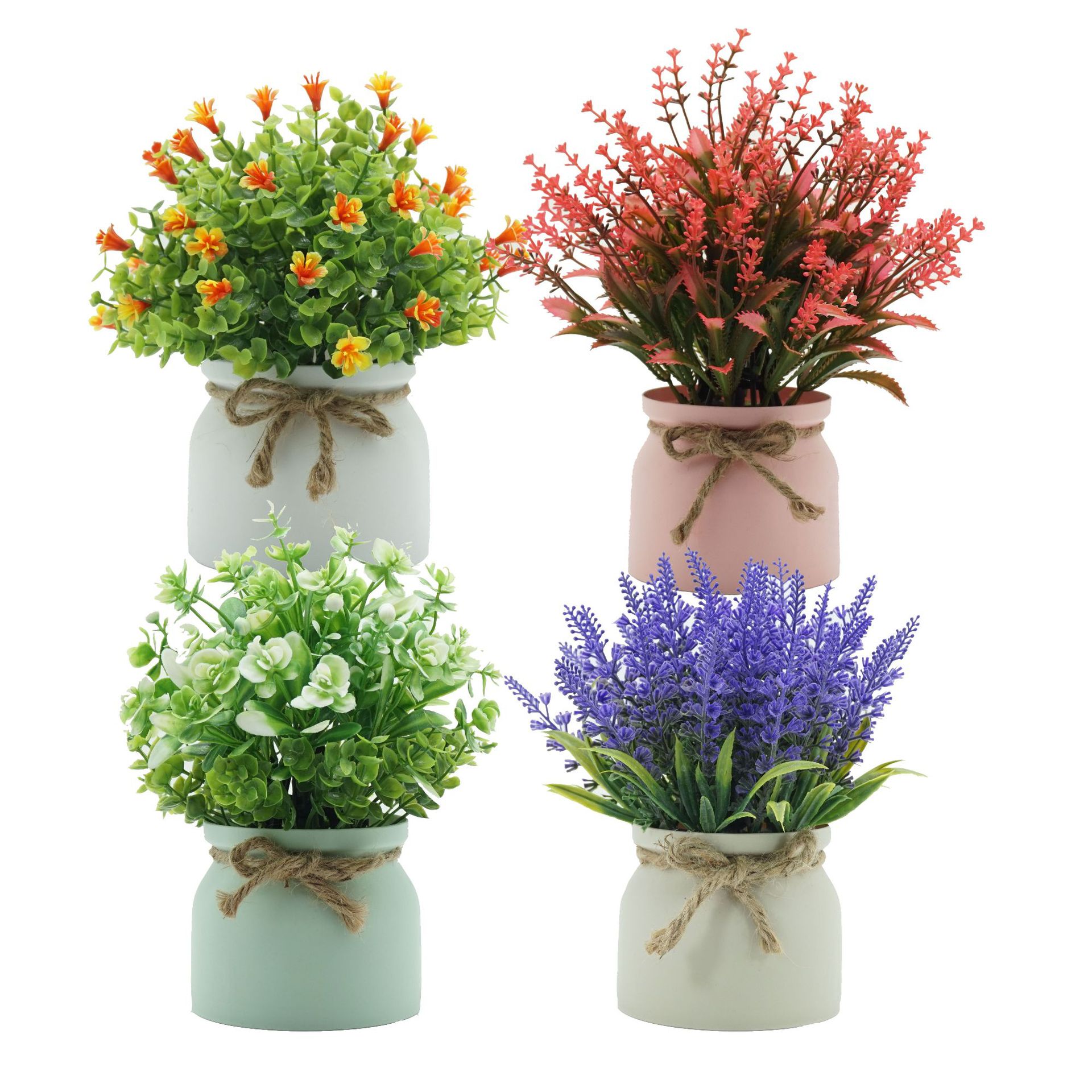 Amazon hot cross-border for artificial flower bonsai hemp rope basin desktop decorations plastic flower ornaments wholesale