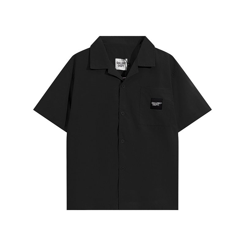 Cross-border European and American fashion brand Gallery Dept slogan patch pocket solid color short-sleeved shirt men's and women's high street shirt