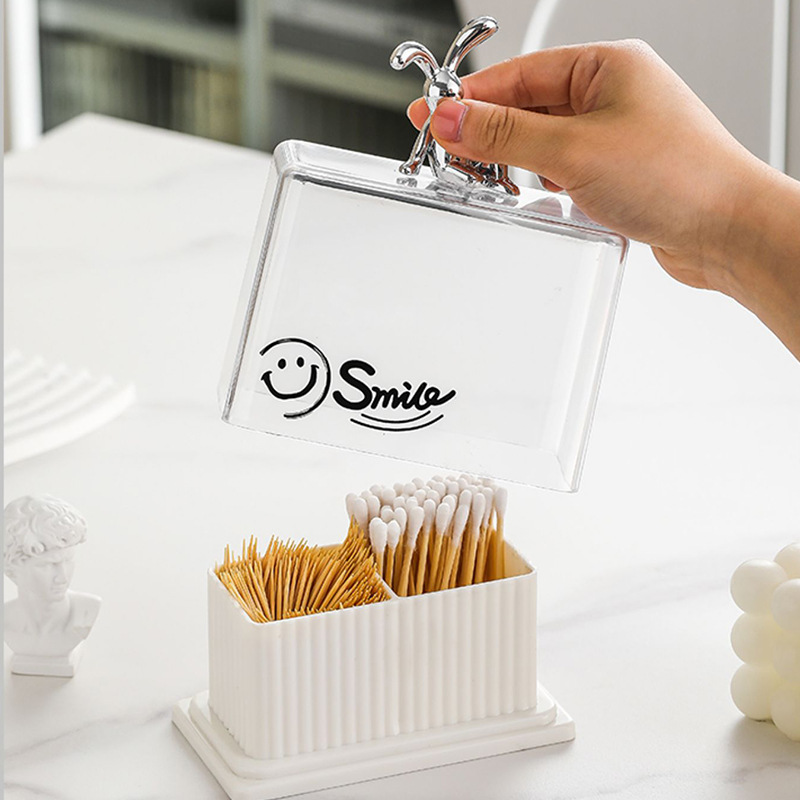 Light luxury toothpick box household high-end personalized creative bunny advanced toothpick holder can floss cotton swab storage box Commercial
