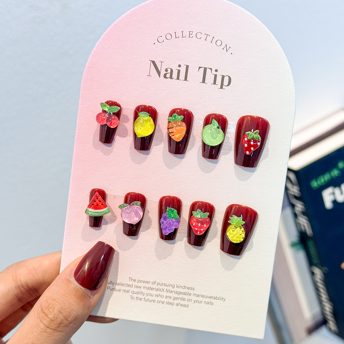 Nail art jewelry new mixed animation crystal cartoon cherry peach apple watermelon three-dimensional resin nail drill