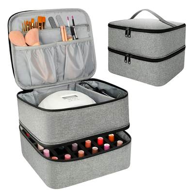 Amazon new nail polish carrying case double layer nail polish storage bag can hold 30 bottles cosmetic bag