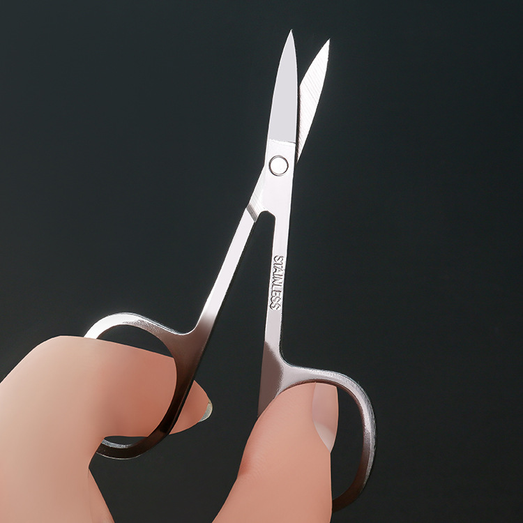 Stainless Steel pointed eyebrow scissors elbow eyebrow trimming scissors round nose hair scissors home beauty beauty makeup eyebrow trimming tool scissors