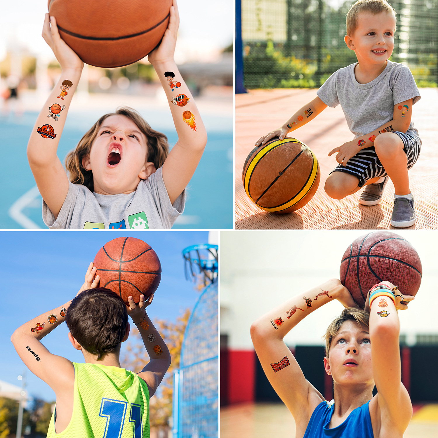 Cross-border new children's cartoon basketball tattoo stickers waterproof NBA World Cup fans party Carnival temporary stickers