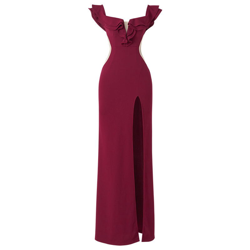 2023 New Sexy Low-cut One-shoulder Tube-top Dress Celebrity Banquet Elegant Hip Red Evening Dress