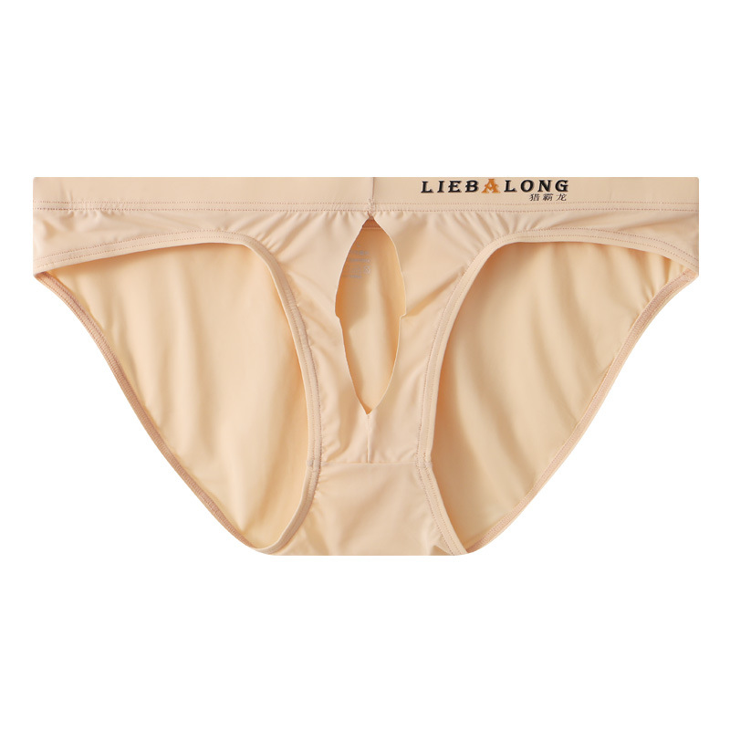 Hunting Tyrannosaurus/LIEBALONG Foreign Trade men's underwear front opening ice silk briefs air leakage breathable low waist sexy