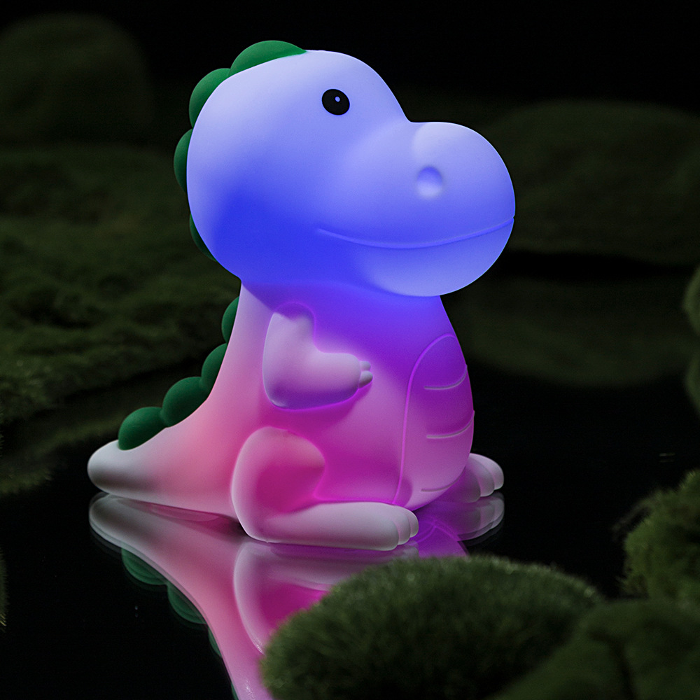 Creative dinosaur silicone night light LED light USB charging warm light colorful racket color changing dimming Hart Dragon Night Light