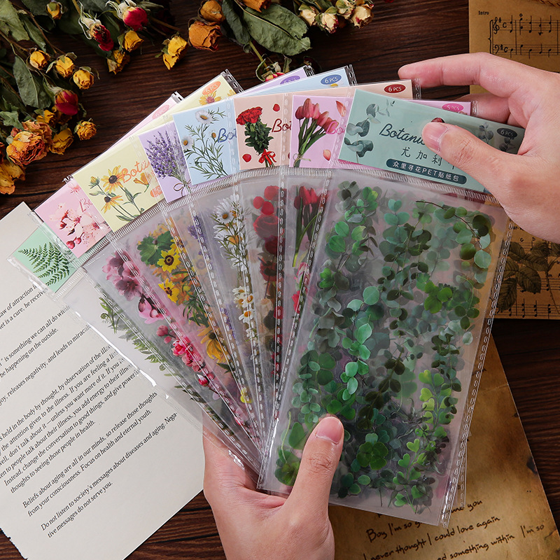 Retro plant flower pet stickers hand account waterproof children paste water Cup decorative material pattern diy small stickers