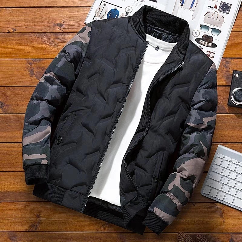 Men's Winter Korean Style Men's Baseball Suit Down Cotton-padded Jacket Trendy Men's Thickened Fashionable Japanese Style Cotton-padded Jacket Men's Clothing