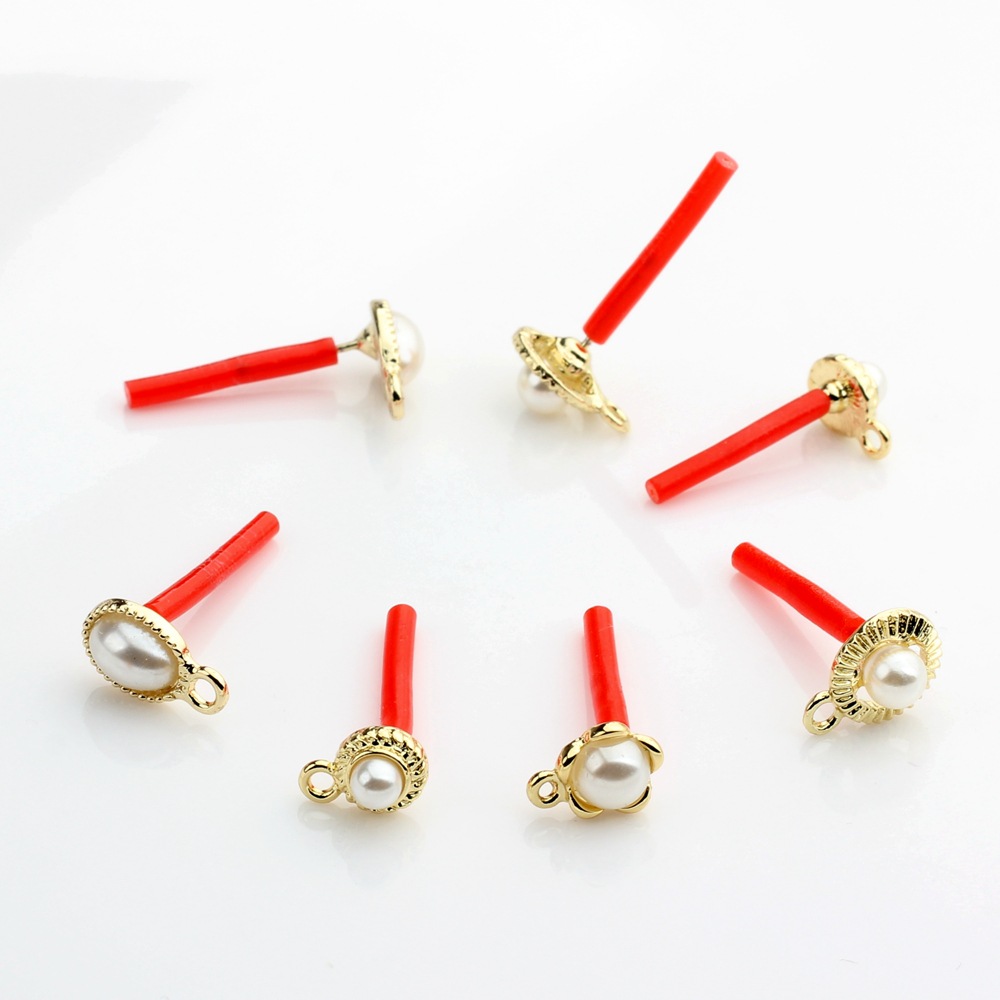 diy Ear Accessories Simple Alloy Point Pearl Geometric Round Temperament Ear Stud Pendant Earrings Hand-made Material
