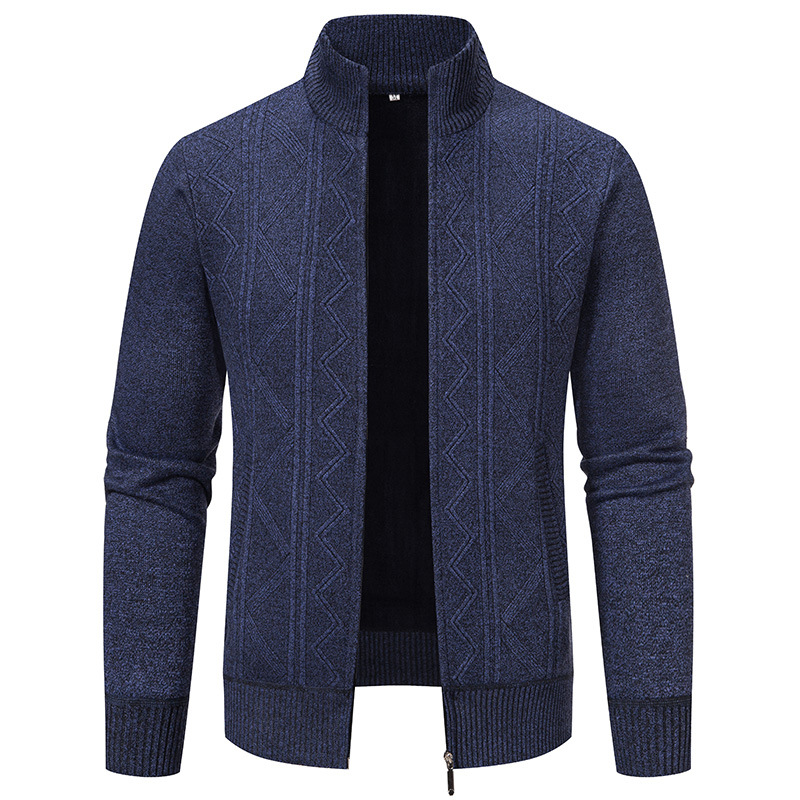 2023 foreign trade autumn and winter men's fashion trendy sweater sweater zipper stand collar casual thickened cardigan coat
