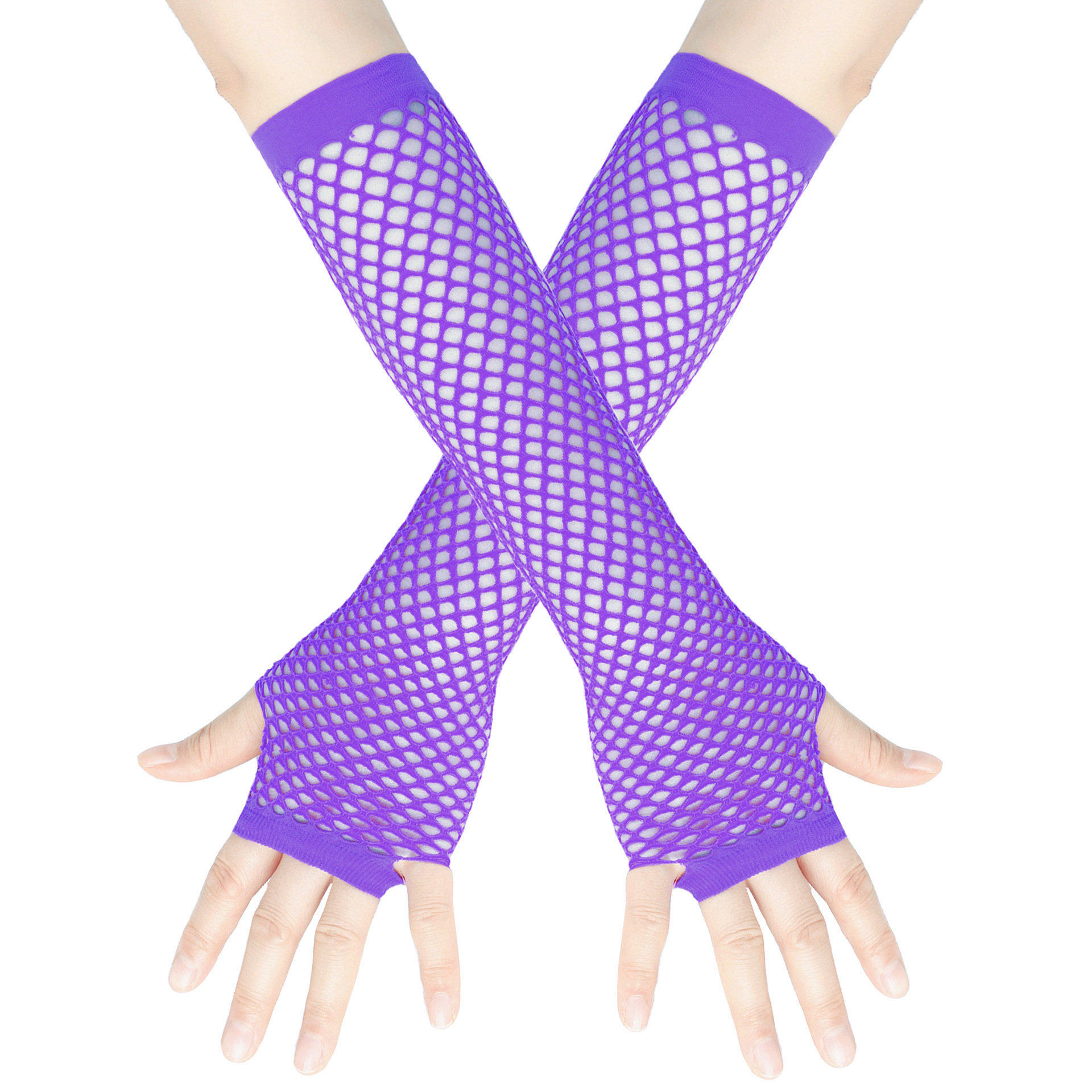 Gants élastiques en filet de pêche épais européens et américains, gants longs sexy punk, gants d'étiquette de fête en boîte de nuit à demi-doigts, gants transfrontaliers_voghion.com