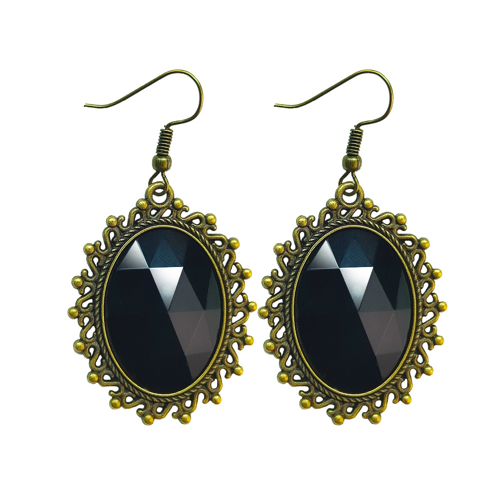 Hot sale vintage earrings fashion baroque ladies crystal earrings black lace earrings accessories mix wholesale E122